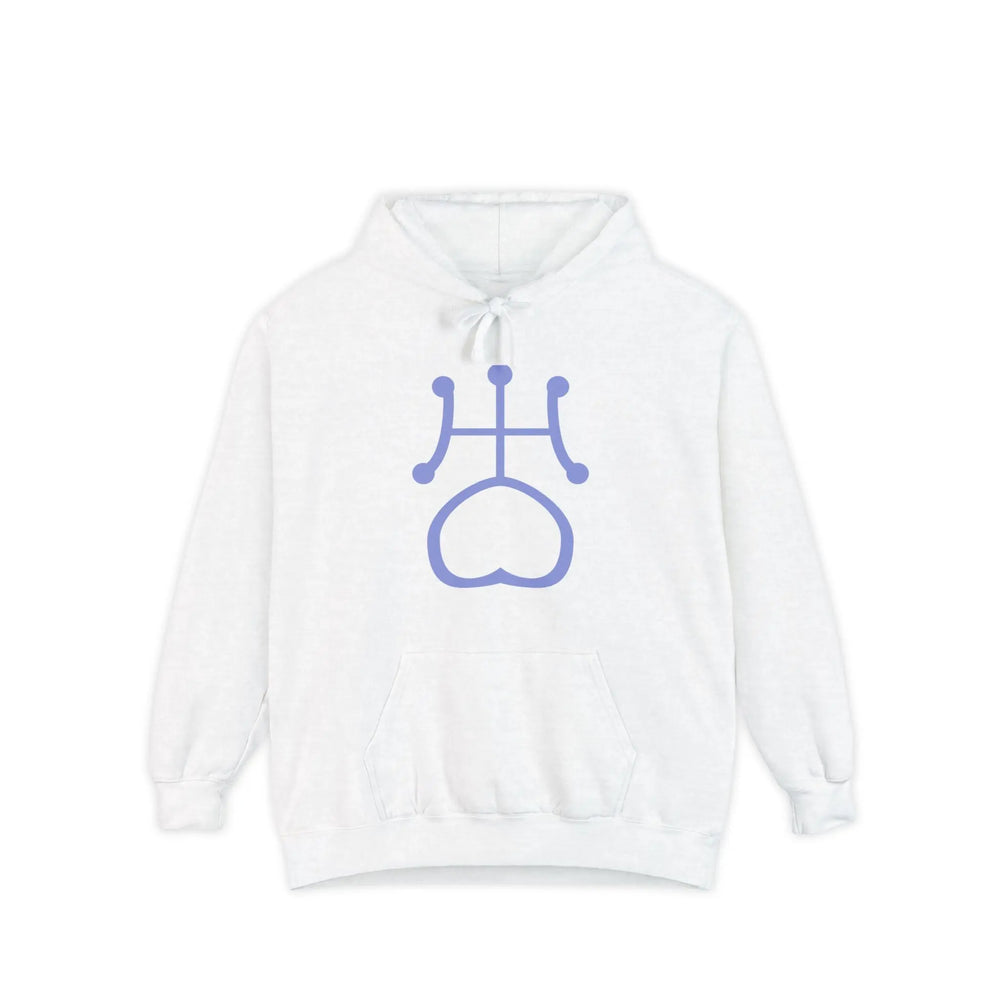Garment-Dyed Hoodie with Unique Symbol, Casual Comfort, Streetwear, Unisex Sweatshirt, Ideal Gift for All Occasions Printify