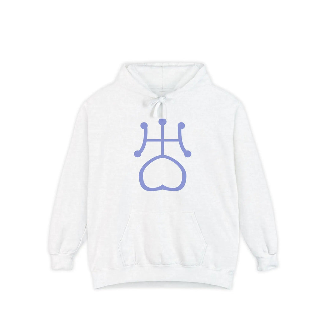 Garment-Dyed Hoodie with Unique Symbol, Casual Comfort, Streetwear, Unisex Sweatshirt, Ideal Gift for All Occasions Printify