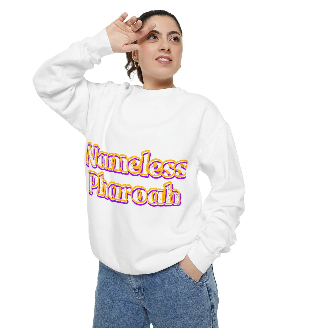 Nameless Pharaoh Sweatshirt, Cozy Unisex Pullover, Gift for Him and Her, Casual Wear, Unique Retro Style, Perfect for Celebrations Printify