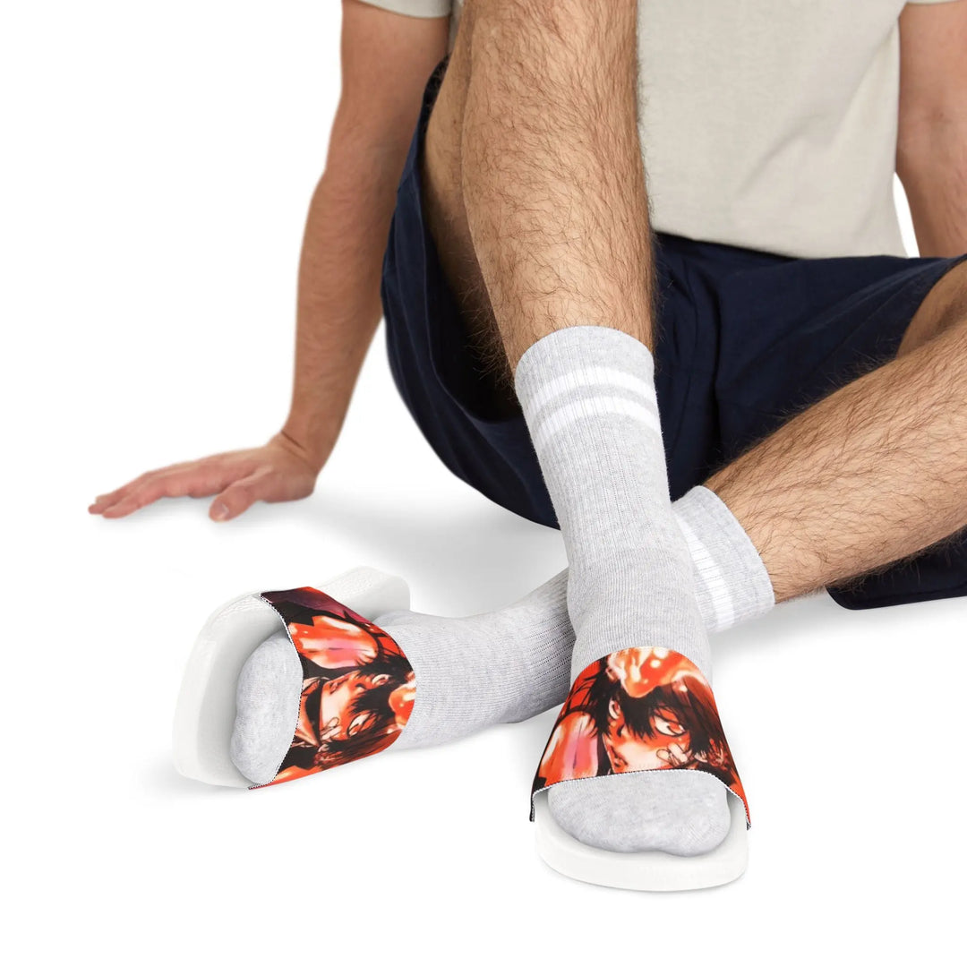 Vibrant Men's Sandals, Summer Footwear, Beach Shoes, Slide Sandals, Outdoor Sliders, Casual Footwear, Men’s Summer Style Printify