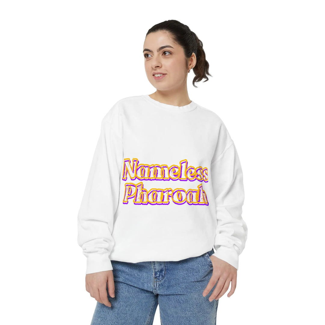 Nameless Pharaoh Sweatshirt, Cozy Unisex Pullover, Gift for Him and Her, Casual Wear, Unique Retro Style, Perfect for Celebrations Printify