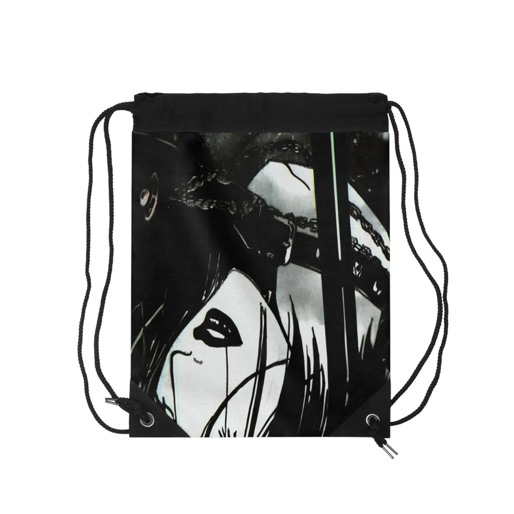 Edgy Drawstring Bag for Music Lovers, Urban Style Tote, Gym Backpack, Cool Gift for Teens, Artful Fashion Accessory Printify