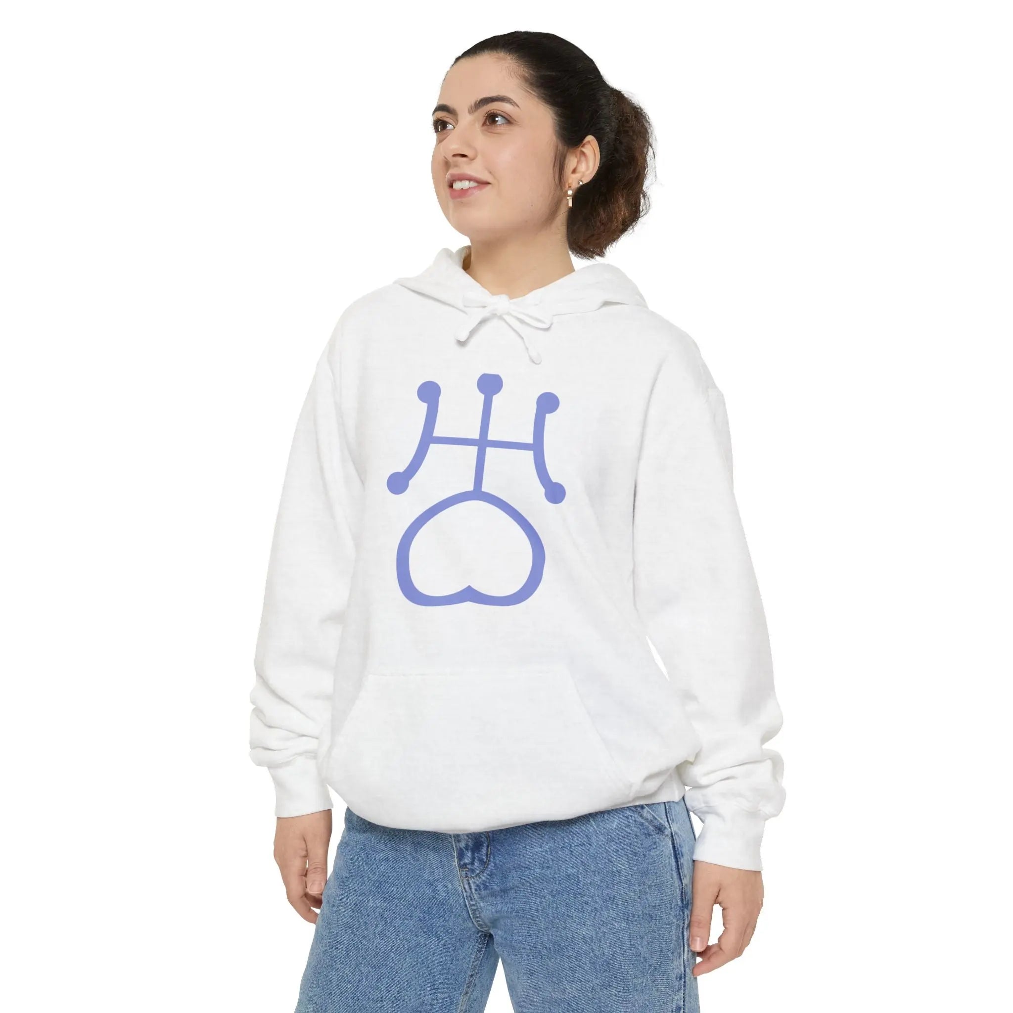 Garment-Dyed Hoodie with Unique Symbol, Casual Comfort, Streetwear, Unisex Sweatshirt, Ideal Gift for All Occasions Printify
