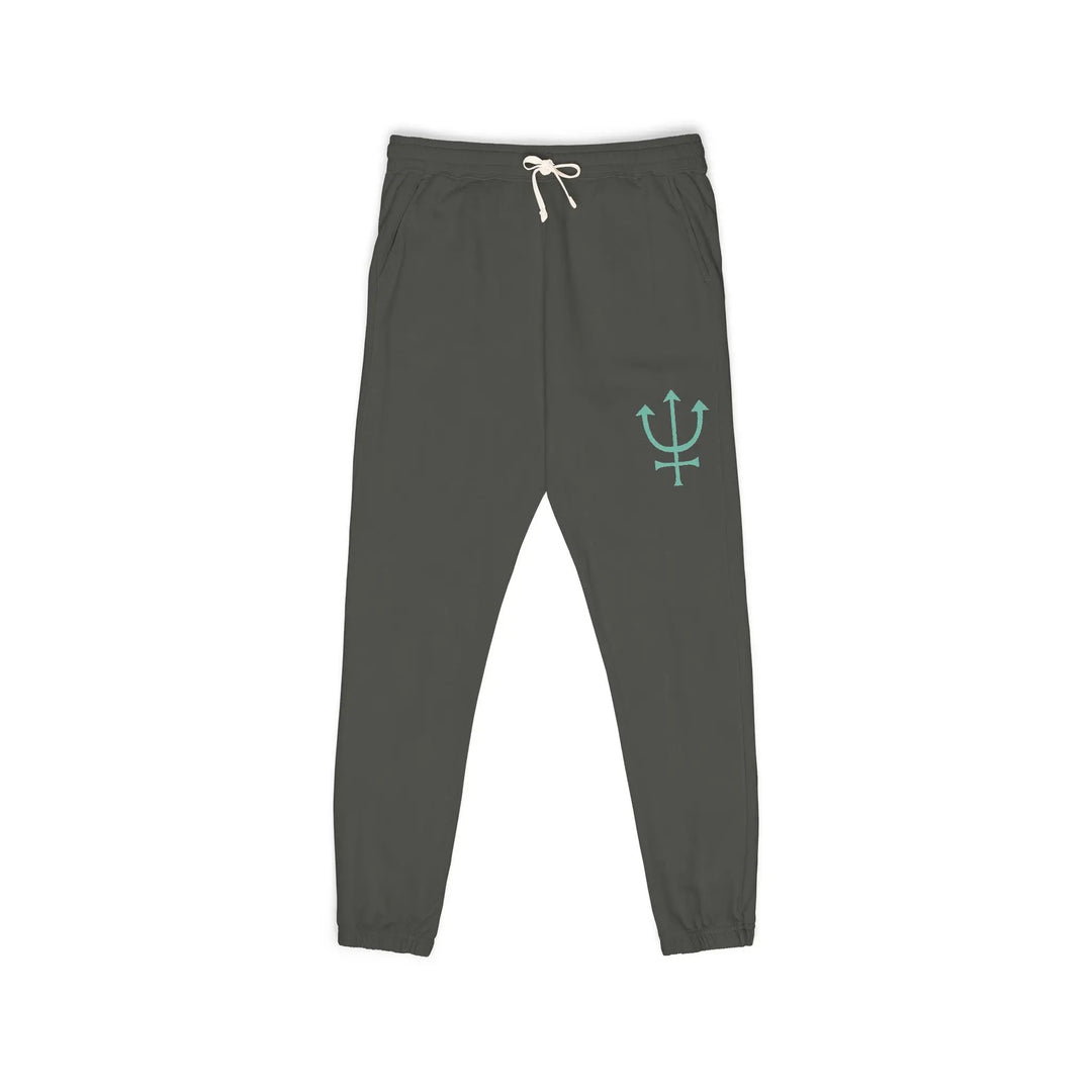 Unisex Garment-Dyed Fleece Sweatpants with Trident Design, Comfortable Loungewear, Perfect for Casual Wear, Athleisure, Gifts for Him & Her Printify