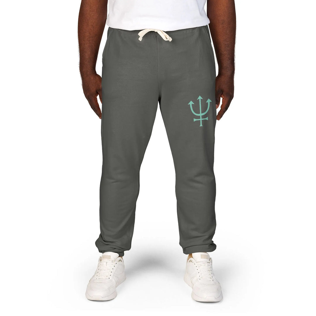 Unisex Garment-Dyed Fleece Sweatpants with Trident Design, Comfortable Loungewear, Perfect for Casual Wear, Athleisure, Gifts for Him & Her Printify