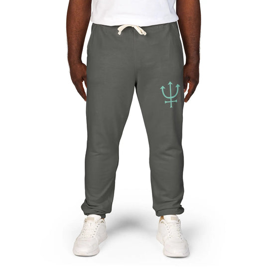 Unisex Garment-Dyed Fleece Sweatpants with Trident Design, Comfortable Loungewear, Perfect for Casual Wear, Athleisure, Gifts for Him & Her Printify