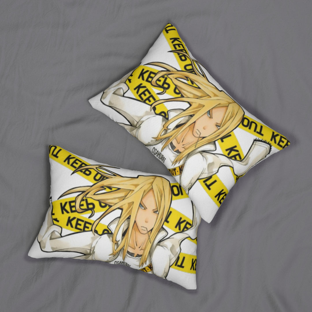 Anime-Inspired Lumbar Pillow, Keep Out Decorative Cushion, Cozy Home Decor, Bedroom Accessory, Gift for Fans, Manga Art Pillow