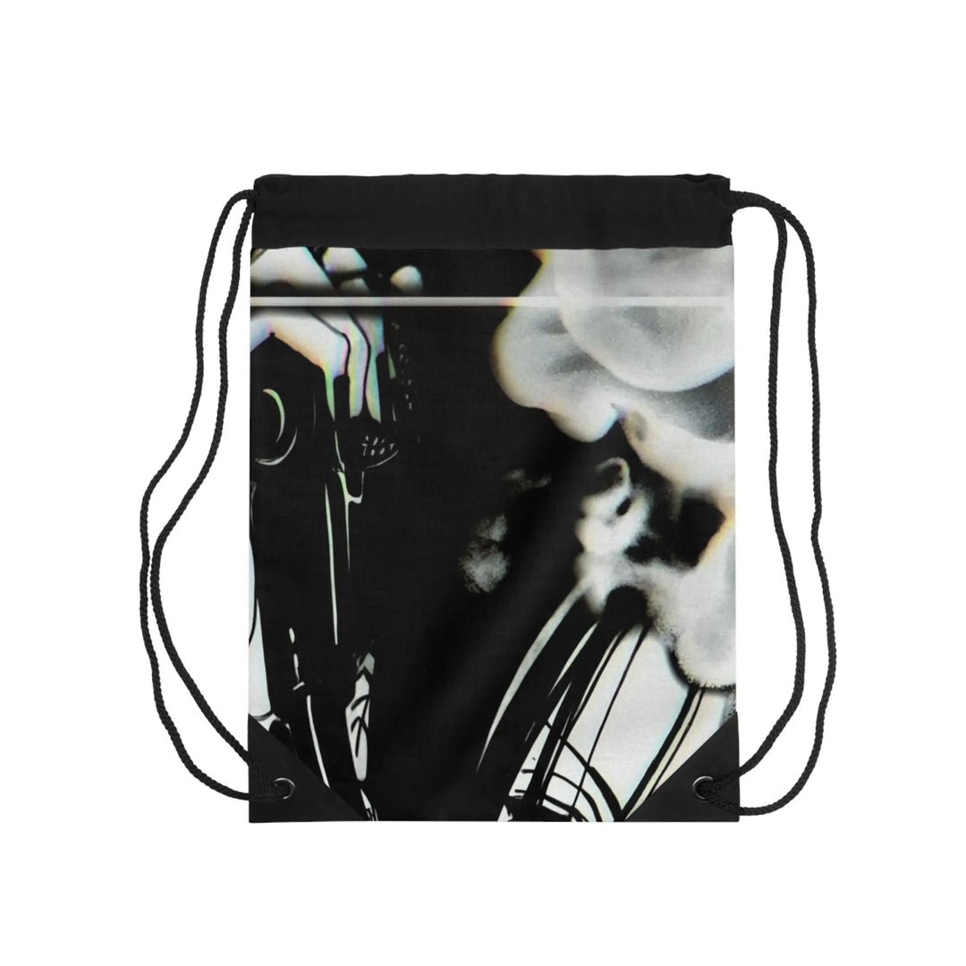 Edgy Drawstring Bag for Music Lovers, Urban Style Tote, Gym Backpack, Cool Gift for Teens, Artful Fashion Accessory Printify