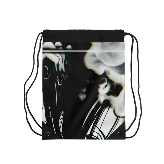 Edgy Drawstring Bag for Music Lovers, Urban Style Tote, Gym Backpack, Cool Gift for Teens, Artful Fashion Accessory Printify
