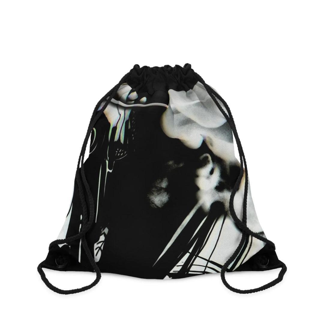 Edgy Drawstring Bag for Music Lovers, Urban Style Tote, Gym Backpack, Cool Gift for Teens, Artful Fashion Accessory Printify