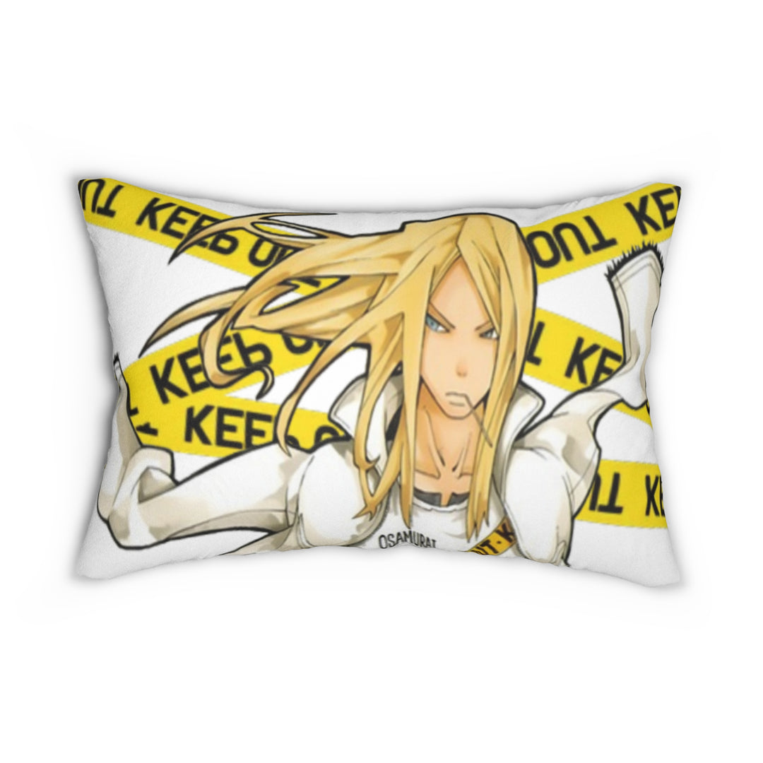 Anime-Inspired Lumbar Pillow, Keep Out Decorative Cushion, Cozy Home Decor, Bedroom Accessory, Gift for Fans, Manga Art Pillow