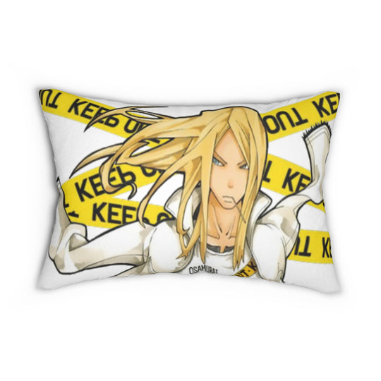 Anime-Inspired Lumbar Pillow, Keep Out Decorative Cushion, Cozy Home Decor, Bedroom Accessory, Gift for Fans, Manga Art Pillow